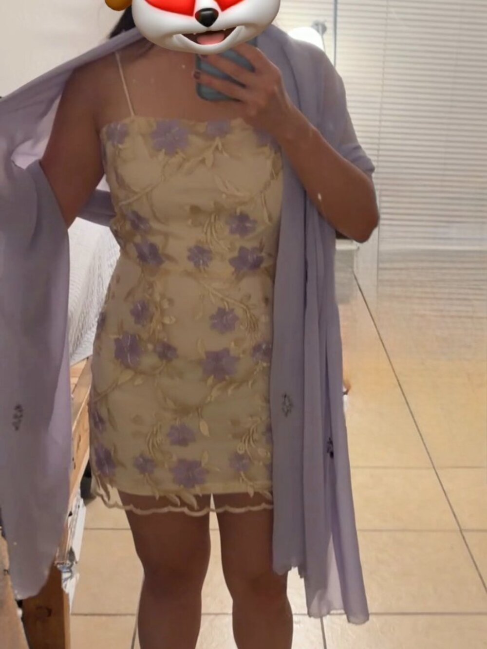Lucy in the Sky Cream and Purple Floral Mini Dress